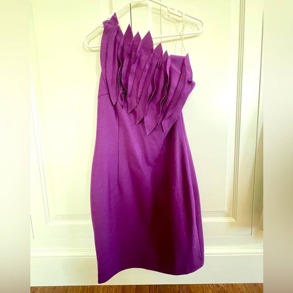 RONI NYC Wool Blend One-Shoulder Purple Sheath Clio Dress NWT